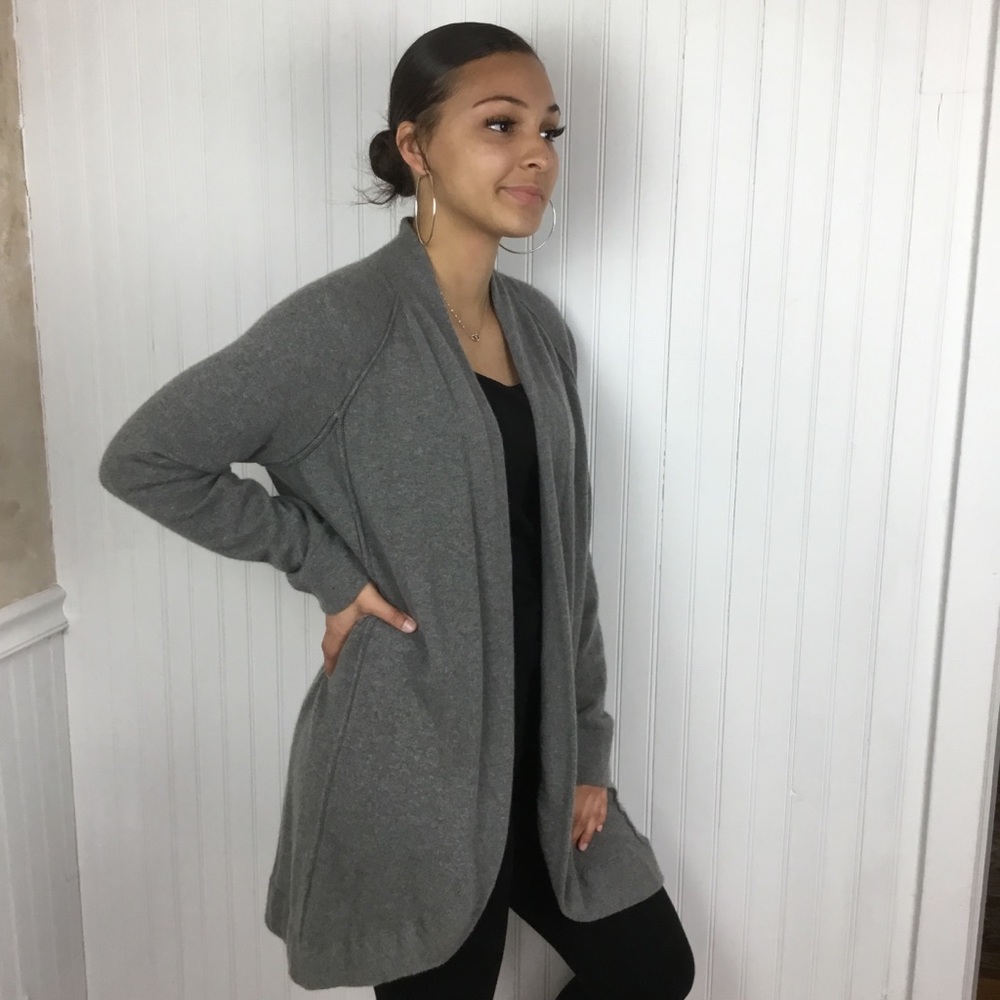 Inhabit Gray Open Front Cardigan Sweater